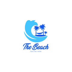 Beach holiday travel logo,