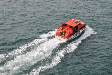 Lifeboat transporting cruise ship crew between ships during lockdown - April 2020
