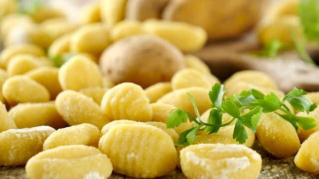 falling gnocchi in slow motion