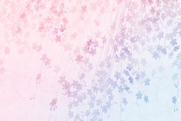 桜のシルエットと和紙の背景テクスチャ
