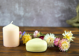 Obraz na płótnie Canvas Natural handmade skincare. Organic soap bars .