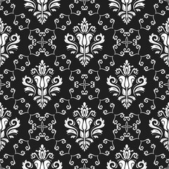 Orient vector classic pattern. Seamless abstract background with vintage white elements. Orient black and white background. Ornament for wallpaper and packaging