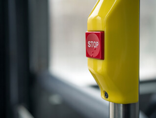 Red stop button in the public buses.