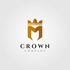 letter m with crown logo initial vector symbol illustration design