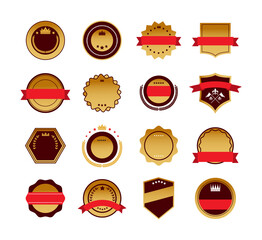 Set of retro quality badges and labels flat vector illustration isolated.