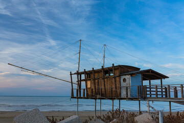 イタリア　ぺスカーラのビーチにある小屋
