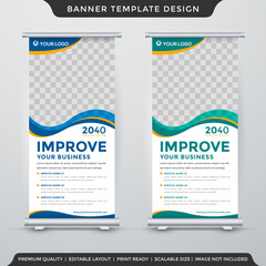 set of business stand banner template with abstract style use for product display and publication