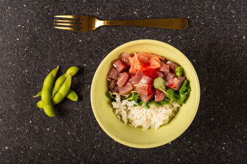 Oriental salad from an ethnic restaurant