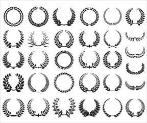 Collection of different black and white laurel wreath 