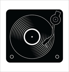 Turntable and vinyl record disc flat simple concept illustration 