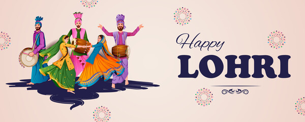 easy to edit vector illustration on Happy Lohri festival of Punjab India background - 404768369