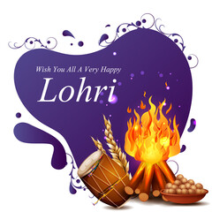 easy to edit vector illustration on Happy Lohri festival of Punjab India background - 404768716