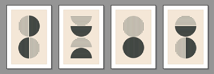 Fototapeta na wymiar Minimal 20s geometric design poster, vector template with primitive shapes