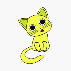 Yellow Cat Vector Art