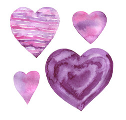 Watercolor hearts illustration. Valentine's Day and love.