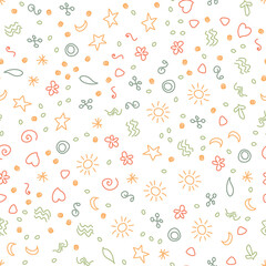 Cute shapes seamless pattern. Colored vector illustration.