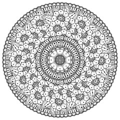 Circular pattern in the form of mandala with flower for henna, mehndi, tattoo, decoration. decorative ornament in ethnic oriental style. coloring book page.