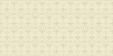 Vintage background pattern with floral ornament in beige tones. Seamless wallpaper texture. Vector image