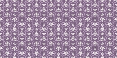 Background pattern in royal style purple tones. Seamless wallpaper texture. Vector illustration