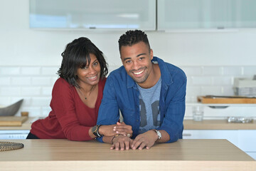 Obraz premium Portrait of african american couple embracing each other, lifestyle