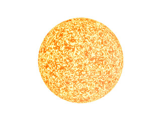 Yellow Star or Sun isolated on white, 3d render