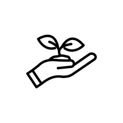 Hand line icon with leaf. symbol to plant. simple design editable. Design template vector