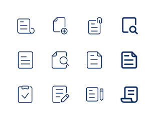 File line icons set. Document outline vector icon. Editable stroke. Pixel perfect.