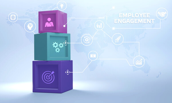 Business, Technology, Internet And Network Concept.  Virtual Screen Of The Future And Sees The Inscription: Employee Engagement