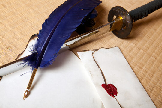 Feather sword and letter