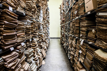File folders in a file cabinet, card catalog , Archive folder, Pile of Files