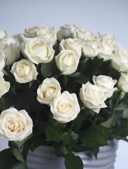 Obraz na płótnie Canvas Bouquet white rose closeup.Background of flowers buds.