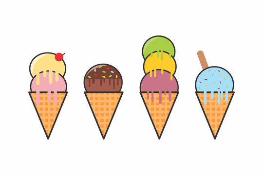 colorful ice cream food illustration bundle