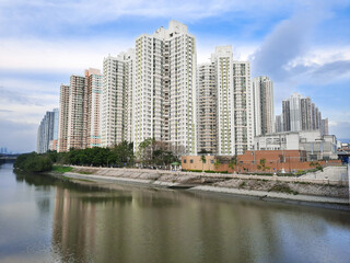 Fototapeta premium Public estate and river in Hong Kong city