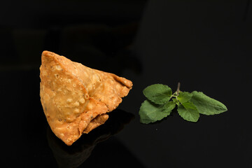 Potato samosa.spicy street food, Famous snacks in india