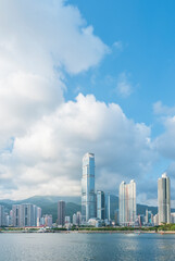 Fototapeta na wymiar Skyline and harbor of Hong Kong City