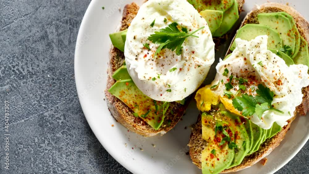 Wall mural sandwich toast with poached egg and avocado - Wall murals