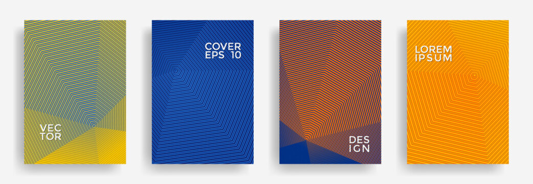 Hexagonal halftone pattern cover pages vector creative design.