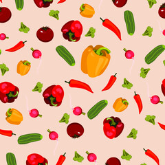 The illustration shows a pattern of vegetables.