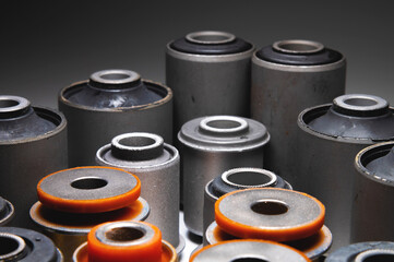 A complete set of suspension bushings for an SUV car. Car chassis spare parts.