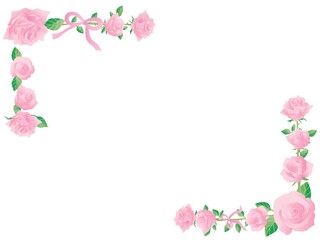 ピンクのバラのコーナーフレーム
