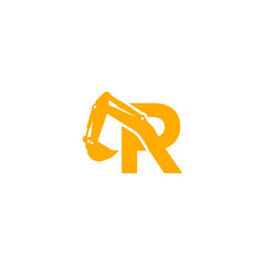 logo design letter R excavator vector