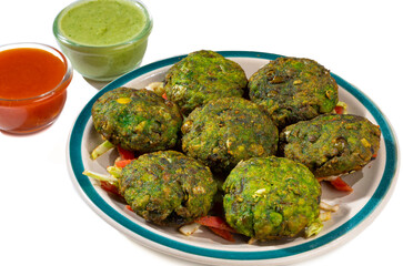 Hara Bhara Kabab or Kebab is Indian Vegetarian Snack Served With Chutney