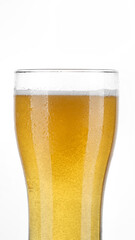 beer. glass of beer with foam on white background
