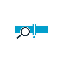 Leaking pipe search vector logo design