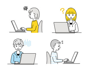 PC　女性　男性　セット　トラブル