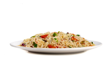 Indian Cuisine Basmati Rice Pilaf, Pulao With Peas or Matar Rice and Vegetables