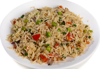 Indian Cuisine Basmati Rice Pilaf, Pulao With Peas or Matar Rice and Vegetables