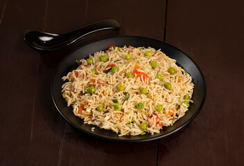 Indian Cuisine Basmati Rice Pilaf, Pulao With Peas or Matar Rice and Vegetables