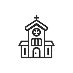 Church color line icon. Isolated vector element.