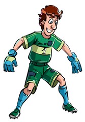 Vector illustration cartoon goalkeeper getting ready to catch the ball